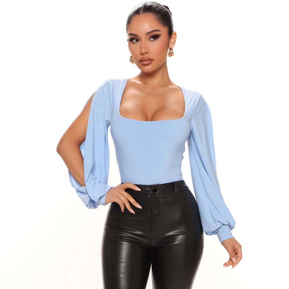 NWT Baby Blue Long Sleeve Fashion Nova Bodysuit